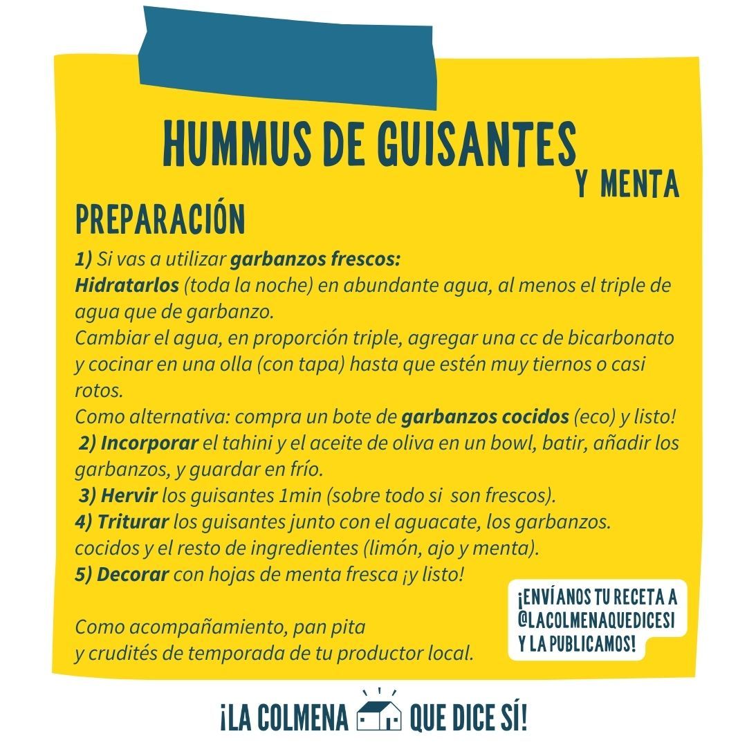 Receta de hummus de guisantes y menta